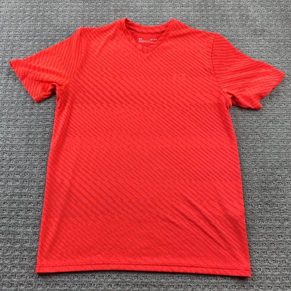 UNDER ARMOUR UA Running Shirt Men Medium M Neon Orange Breathable Perforated - Picture 1 of 10